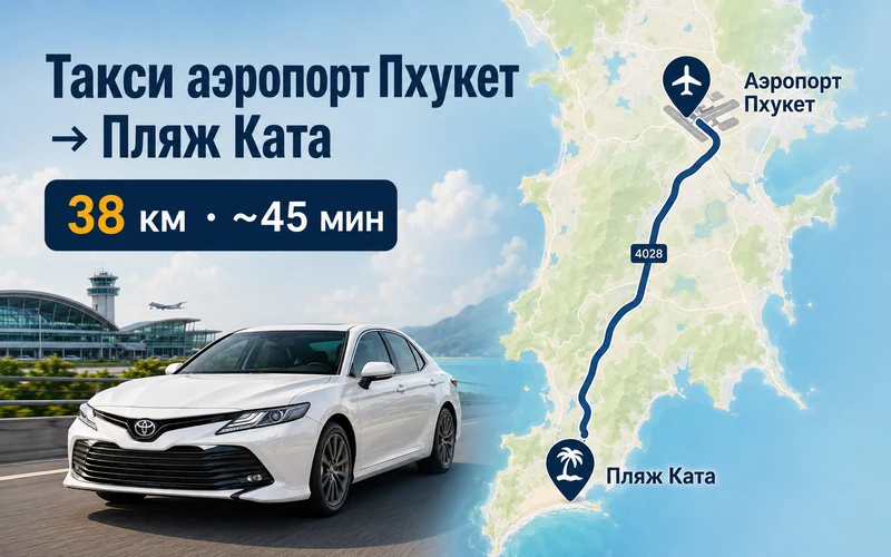 Расстояние Аэропорт Пхукета (HKT) — Ката Бич: маршрут и время
